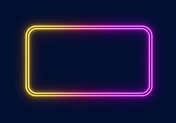 Fototapeta premium A glowing neon rectangular frame against a dark background, creating a vibrant contrast.