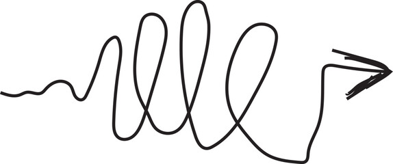 Curved line arrow design abstract vector isolated on transparent background