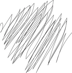 Abstract scribble line texture design isolated on transparent background