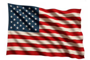 Waving american flag representing national pride, freedom, and independence on a transparent background