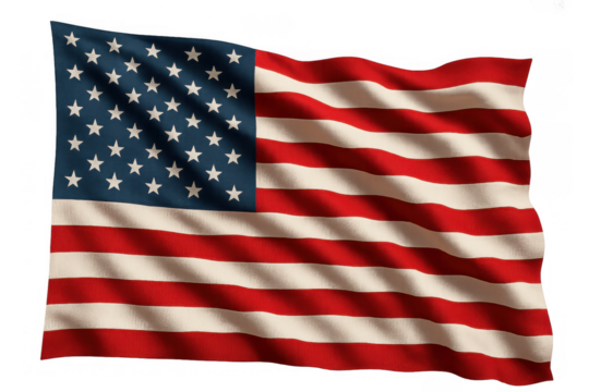 Waving american flag representing national pride, freedom, and independence on a transparent background