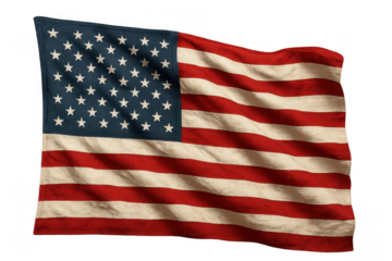 United states flag waving, representing patriotism, freedom, and national pride, with transparent background