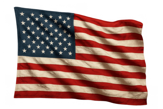 United states flag waving, representing patriotism, freedom, and national pride, with transparent background - Powered by Adobe