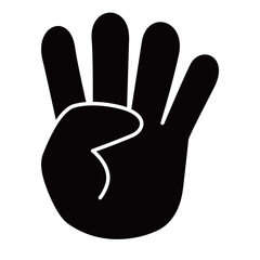 指4本（数字の4）を示す手のシンプルなイラスト