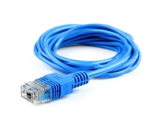 Blue network cable with rj 45 connector