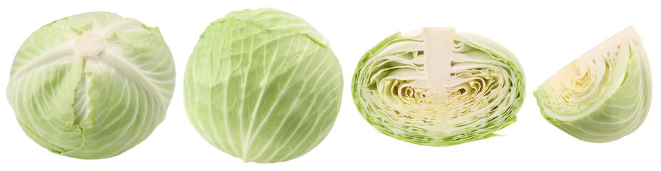 Cabbage, halves and pieces isolated, transparent PNG, PNG format, Collection