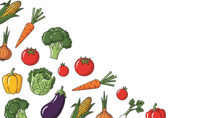 Fresh, colorful vegetables create a vibrant, healthy food background for recipes, menus, and nutrition guides with a clean, modern style and natural appeal