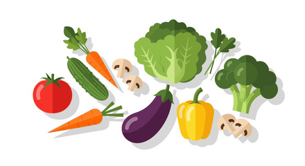 Fresh vibrant vegetables for healthy eating and vegan lifestyle, a stunning flat lay arrangement perfect for nutrition and wellness campaigns