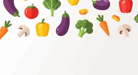 Fresh vegetables flat lay design is ideal for healthy eating projects, restaurant menus, or promoting organic produce with a modern, vibrant aesthetic