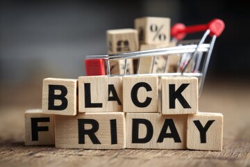 Black friday shopping event blocks with mini cart