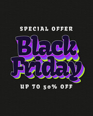 Black Friday sale banner with retro style