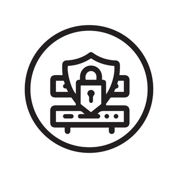 Secure Server Shield Black and White Icon in Circle