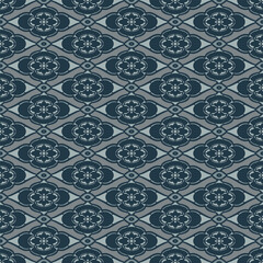 Japanese Classic Flower Diamond Vector Seamless Pattern