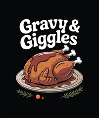 Thanksgiving Turkey Day Vector Illustration | Happy Thanksgiving Typography Design | Cute Turkey Character Graphic | Autumn Harvest Celebration | Fall Leaves and Pumpkin Feast Gobble Holiday Artwork