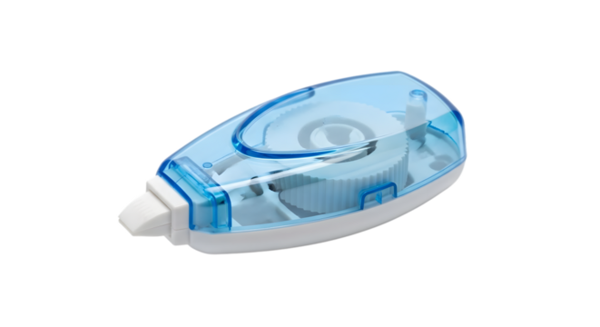 Blue correction tape isolated on transparent background, a stationery item used to cover mistakes on paper, providing a clean and efficient way to correct errors