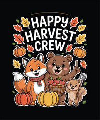 Thanksgiving Turkey Day Vector Illustration | Happy Thanksgiving Typography Design | Cute Turkey Character Graphic | Autumn Harvest Celebration | Fall Leaves and Pumpkin Feast Gobble Holiday Artwork