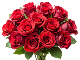 Obraz premium A bouquet of deep red roses isolated on transparent background