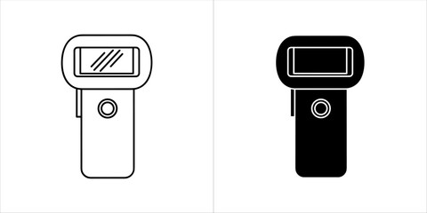 Outline and solid black icon of a handheld device with a screen and button © JUNAYEDAHMED