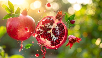 Organic Pomegranate Juice Explosion on Dark Background