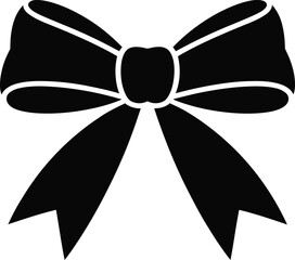 Black bow silhouette ribbon white