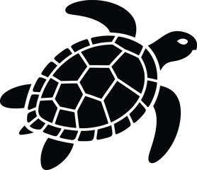 Fototapeta premium Black sea turtle silhouette white animal