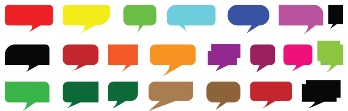 Big set of speech bubbles,Collection of colorful speech balloon communication concept, Speak bubble text, vector set of flat message bubbles show chat bubble or dialog boxes on white background.