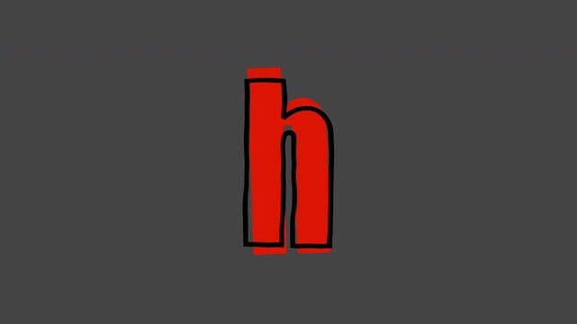 Moving doodle-style lowercase letter "h", alpha channel