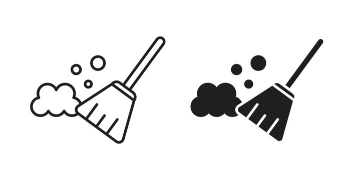 Sweeping icon concept. Logo symbol for web and mobile. Pixel Perfect.