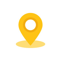 A yellow location pin on transparent background