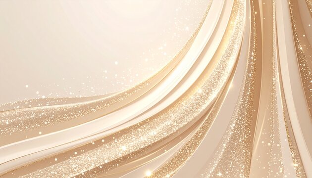 シャンパンベージュの光粒が流れるキラキラ背景高級感ある抽象素材