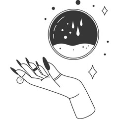 Mystical Hand Holding A Crystal Ball With Stars And Streaks Of Light Against A White Background Symbolizing Magic And Fortune Telling