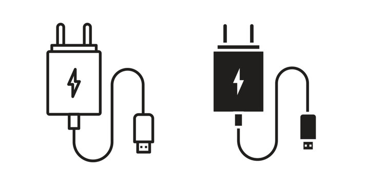 Mobile charger icon concept. Logo symbol for web and mobile. Pixel Perfect.