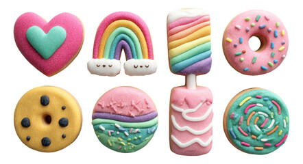 Colorful Collection of Isolated Sweet Treats on Transparent Background for Creative Use