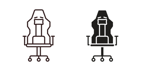 Gaming chair icon concept. Logo symbol for web and mobile. Pixel Perfect.