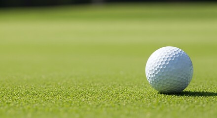 Obraz premium A pristine white golf ball rests on a lush green grassy field