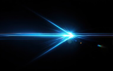 Obraz premium A brilliant blue light radiates from the center, with beams shooting across a black background