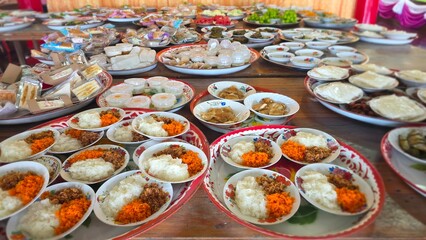 Colorful Traditional Food Spread on Table Ready for Festive Celebration and Enjoyment