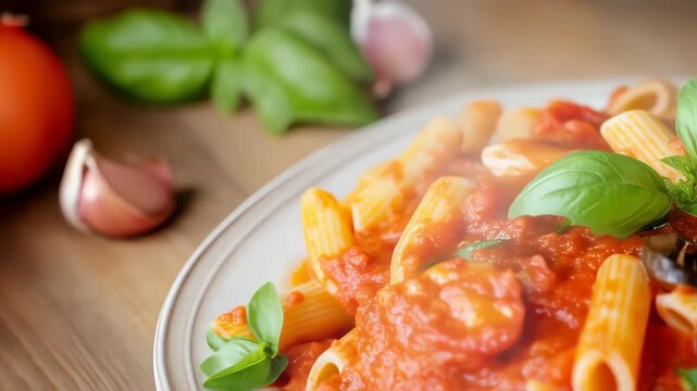 delicious pasta homemade with fancy plattering 