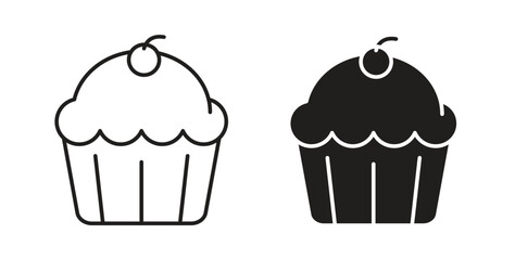 Cupcake icon concept. Logo symbol for web and mobile. Pixel Perfect.