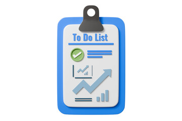 3d to do list clipboard icon. productivity planning concept. Minimal cartoon checklist planner tasklist memo for productivity app banner. isolated on white background. 3d render.