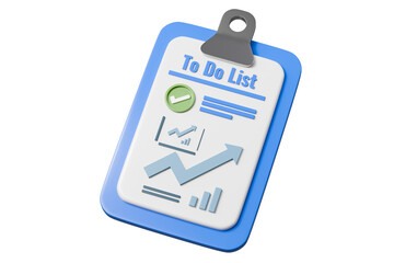 3d to do list clipboard icon. productivity planning concept. Minimal cartoon checklist planner tasklist memo for productivity app banner. isolated on white background. 3d render.