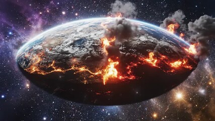 flat earth cataclysm burning in cosmic space - Powered by Adobe