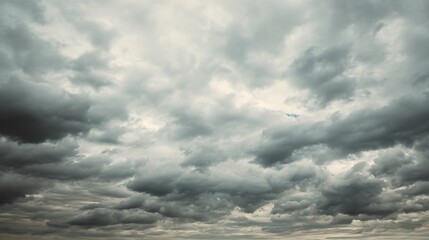 Dramatic Overcast Sky with Dark, Layered Clouds Before a Storm