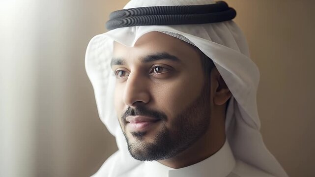 Portrait of a distinguished man in traditional attire, soft lighting, and focused expression