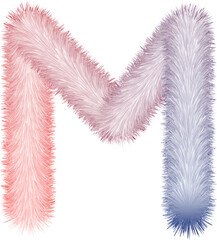 Fototapeta premium Furry Letter M with Red White and Blue Gradient alphabet