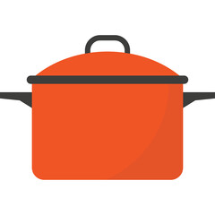 Orange Cooking Pot With Lid And Handles Isolated On White Background Kitchenware For Food Preparation