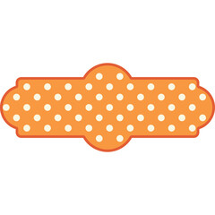 Orange Decorative Banner with White Polka Dots and Red Border on Transparent Background