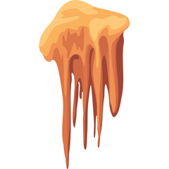 Orange Dripping Goo Blob with Icicle Like Dangling Appendages on White Background Detailed Pixel Art