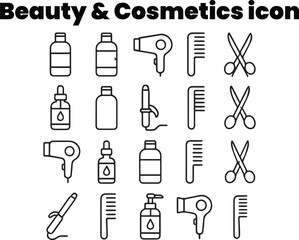 Nail Art and Manicure Minimal Line Black White Icon Collection

