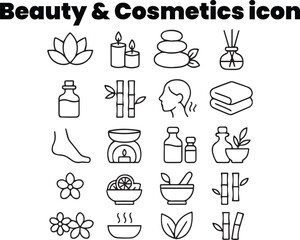  Relaxing Spa and Wellness Black White Minimal Icon Collection

